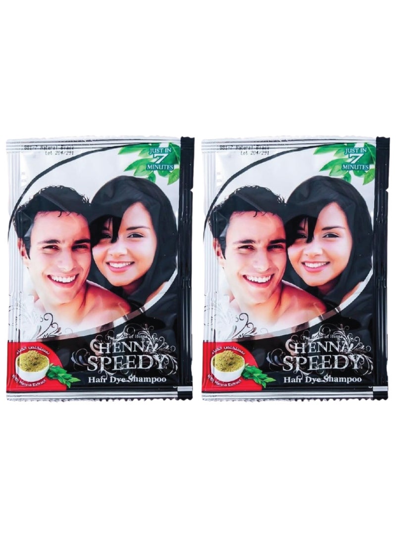 Henna Speedy Natural Black Hair Dye Shampoo - WIth Henna Extract - In Just 7 Minutes - 2 X 20 ML Pack - Image 1